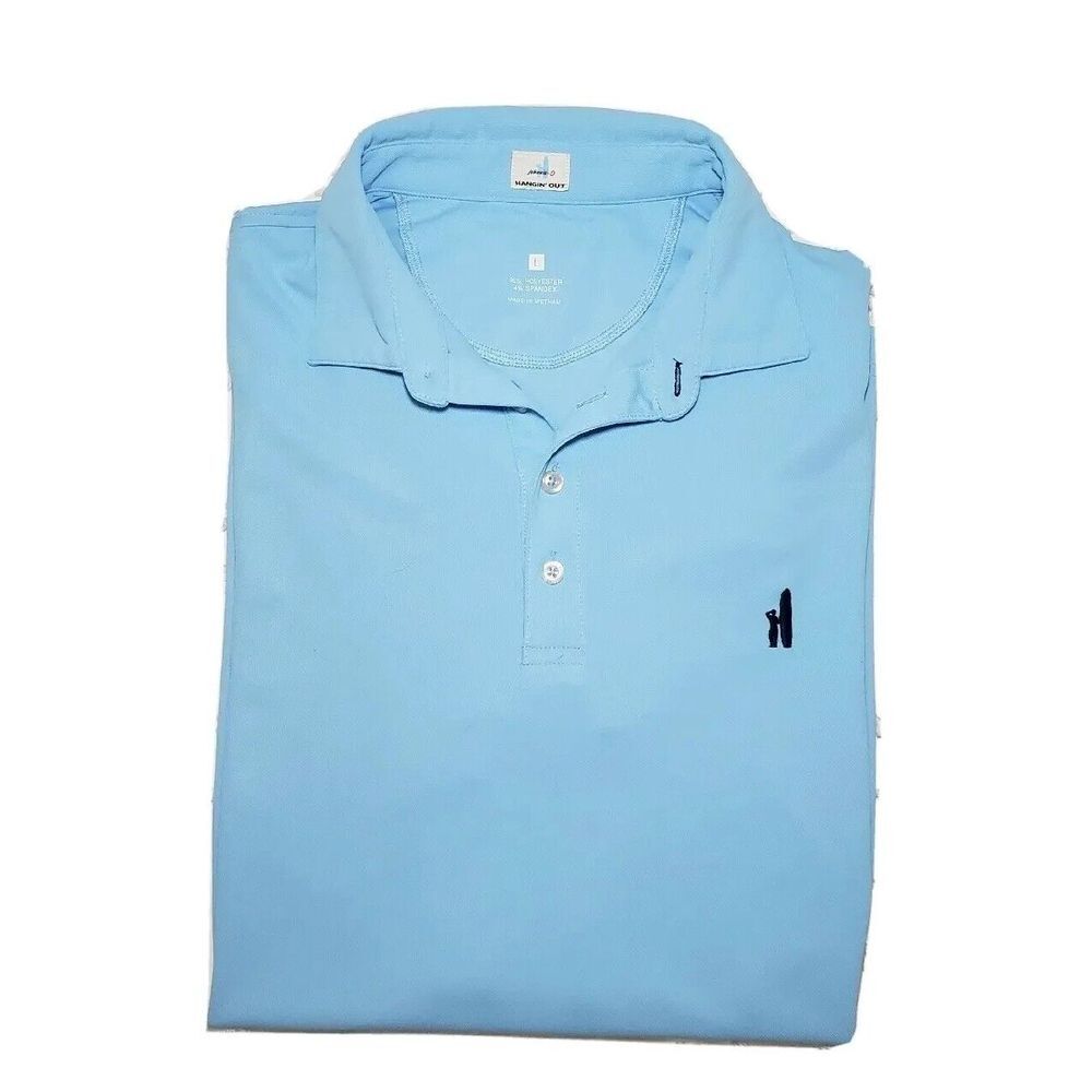 johnnie-O Hangin Out Mens Large Polo Shirt Solid Blue Surfer